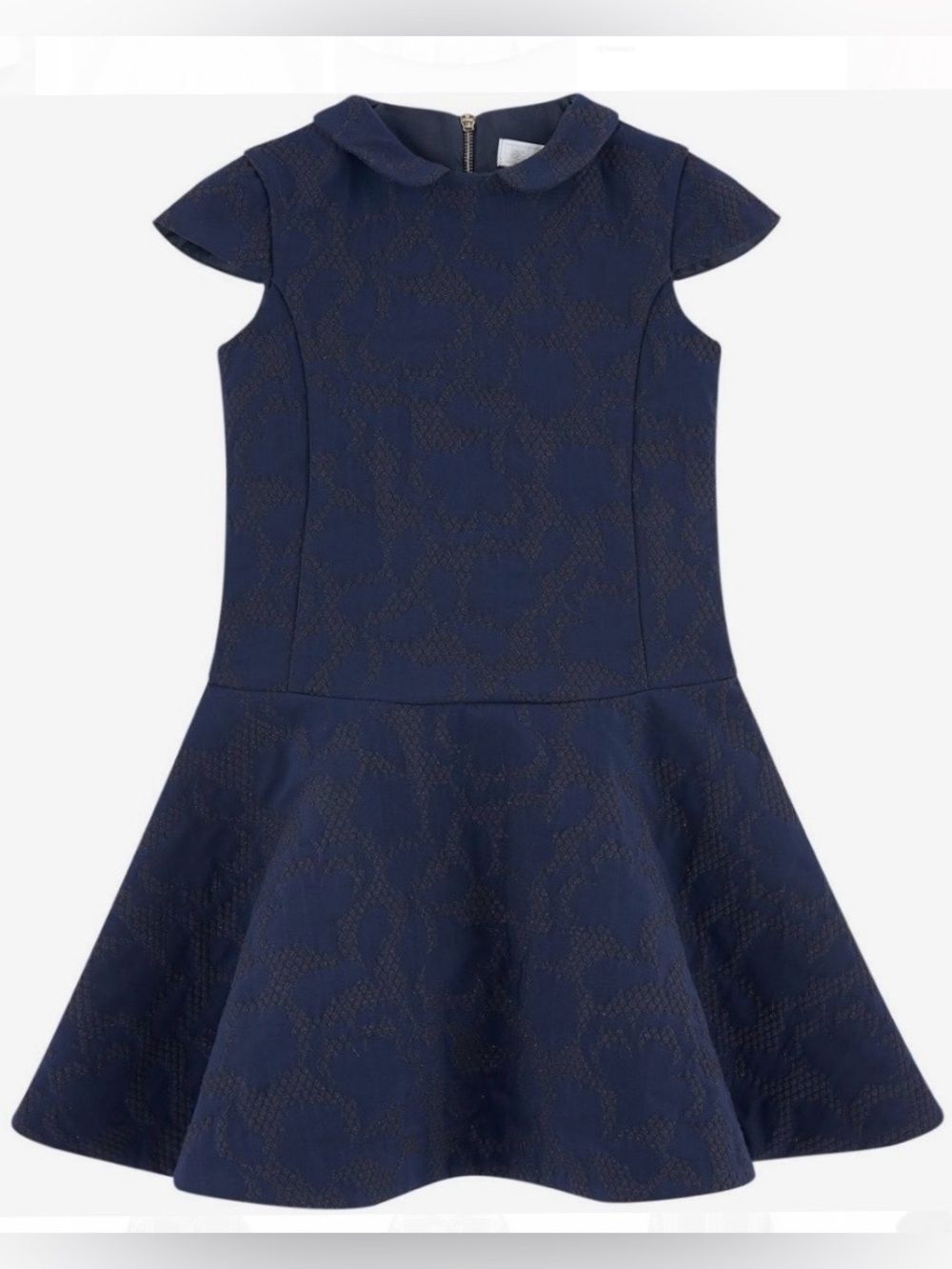 Tartine et Chocolat Girls Peter Pan Collar Jacquard Dress, Navy, 6Y